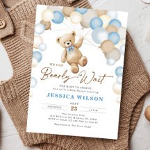 Wir können kaum warten Teddybär Junge Baby Shower