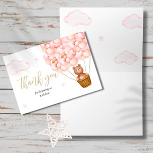 Wir können kaum warten Teddybär Rosa Baby Shower G Dankeskarte