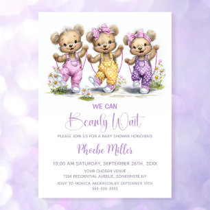 Wir können kaum warten Teddybären tragen Overalls Einladung