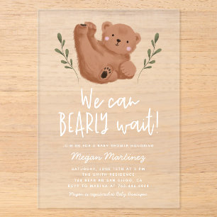 Wir können kaum warten Whimsical Cub-Baby-Party Acryleinladungen
