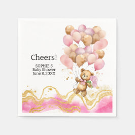 Wir können schon Abstrakt auf Rosa und Gold warten Serviette