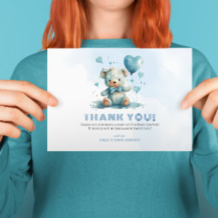 Wir können schon bald auf den blauen Teddy-Bär war Dankeskarte