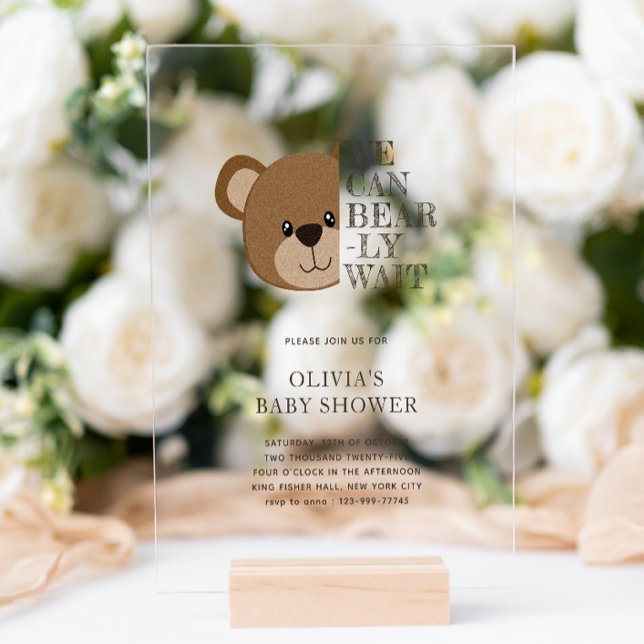 Wir können schon warten | Niedliche Teddy Bear Bab Acryleinladungen (Von Creator hochgeladen)