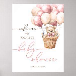 Wir können schon warten   Pink Baby Dusche Empfang Poster