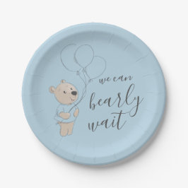 Wir können schon warten | Teddy Bear Baby Dusche Pappteller