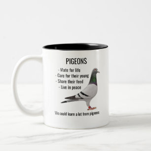 Wir können viel über Tauben lernen für Taubenfa Zweifarbige Tasse