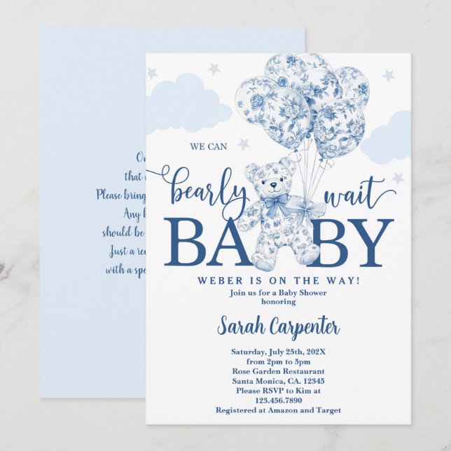 Wir können warten, chinoiserie Baby Shower Boy Einladung (Vorne/Hinten)