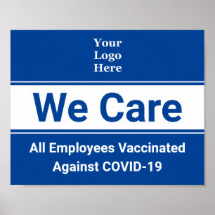Wir kümmern uns um COVID-19 geimpfte Arbeitsplätze Poster