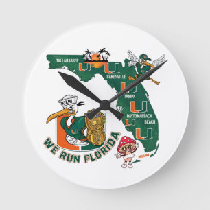 Wir laufen Florida Football Fan Gameday Grafik  Runde Wanduhr