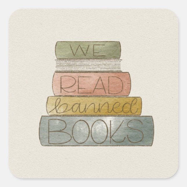 Wir lesen verbotene Bücher Quadratischer Aufkleber (Vorderseite)