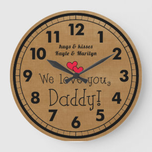 Wir Liebe dich, Papa! Namen der Kinder Große Wanduhr