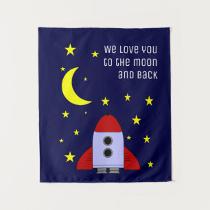 Wir Liebe dich zum Mond und zurück Kinderzimmer Wandteppich