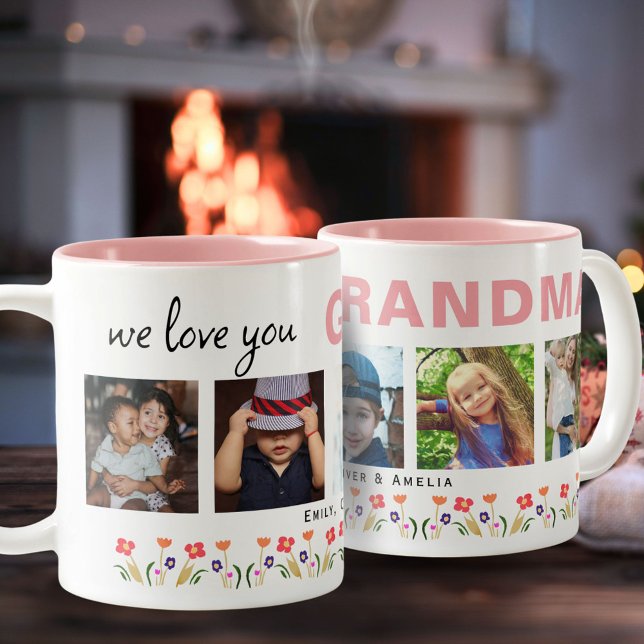 Wir Liebe dir Oma Blume 5 Fotos Keepake Zweifarbige Tasse (Von Creator hochgeladen)