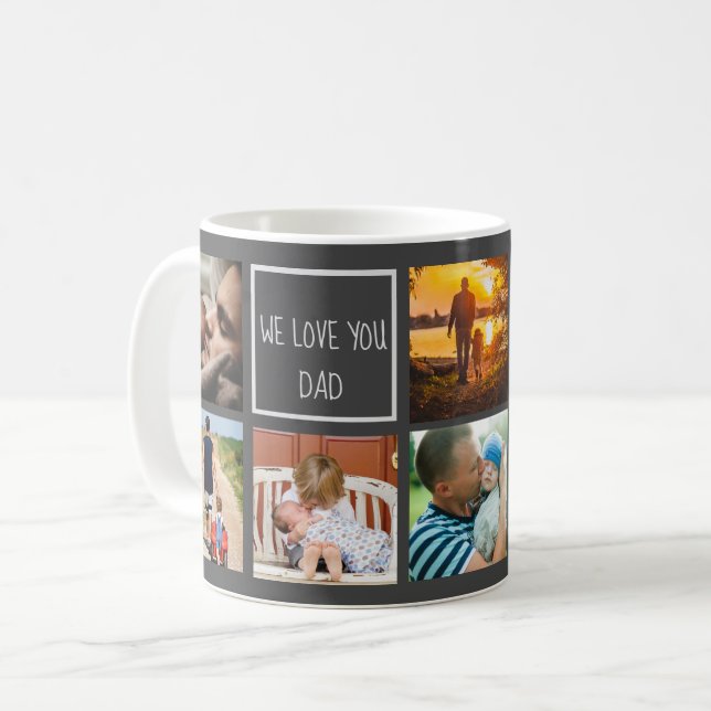 Wir Liebe, du Papa Foto Collage besten Papa grau Kaffeetasse (Vorderseite Links)