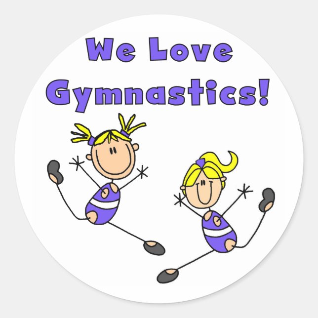 Wir Liebe Gymnastik Tshirts und Geschenke Runder Aufkleber (Vorderseite)