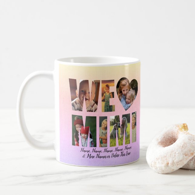 Wir Liebe Herz MIMI Fotos Namen Text hinzufügen Kaffeetasse (Mit Donut)