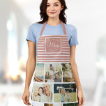 WIR LIEBE IHNEN MAMA Familienfoto Collage Script M Schürze<br><div class="desc">Perfektes Geschenk für Muttertag,  Geburtstag oder Feiertage: Eine moderne,  süße Schürze,  die mit zehn Ihrer persönlichen Lieblingslieder sowie einer Nachricht,  den Namen der besten Mutter aller Zeiten,  zugeschnitten ist. Das ist die staubige,  rosa und weiß gestreifte Version.</div>