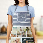 WIR LIEBE IHNEN MUM Familienfoto Collage Script mo Schürze<br><div class="desc">Perfektes Geschenk für Muttertag,  Geburtstag oder Feiertage: Eine moderne,  süße Schürze,  die mit zehn Ihrer persönlichen Lieblingslieder sowie einer Nachricht,  den Namen der besten Mutter aller Zeiten,  zugeschnitten ist. Das ist die staubige blau-weiß gestreifte Version.</div>