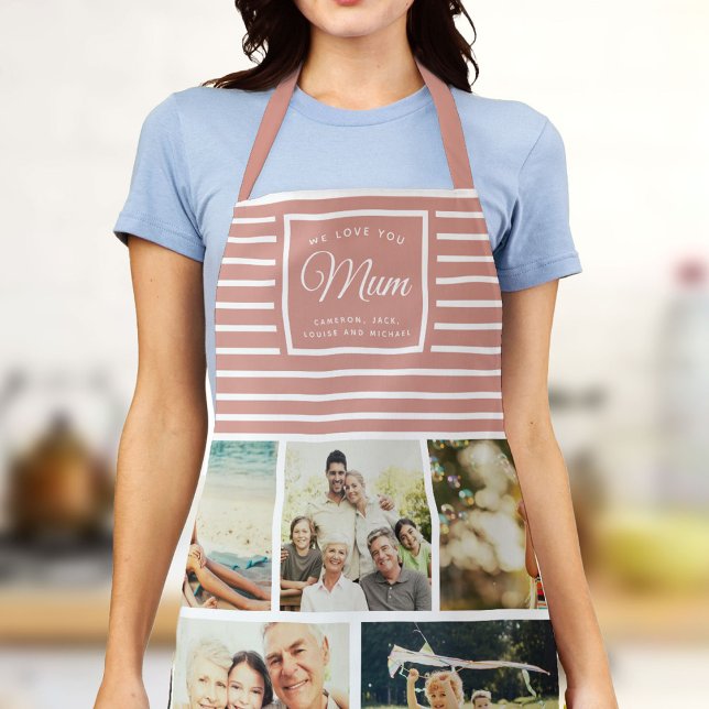 WIR LIEBE IHNEN MUM Familienfoto Collage Script mo Schürze (Cute gift for Mother's Day! Give her the gift of loved ones always by her side!)