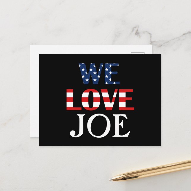 Wir Liebe Joe, amerikanische Flagge Postkarte (Vorderseite/Rückseite Beispiel)