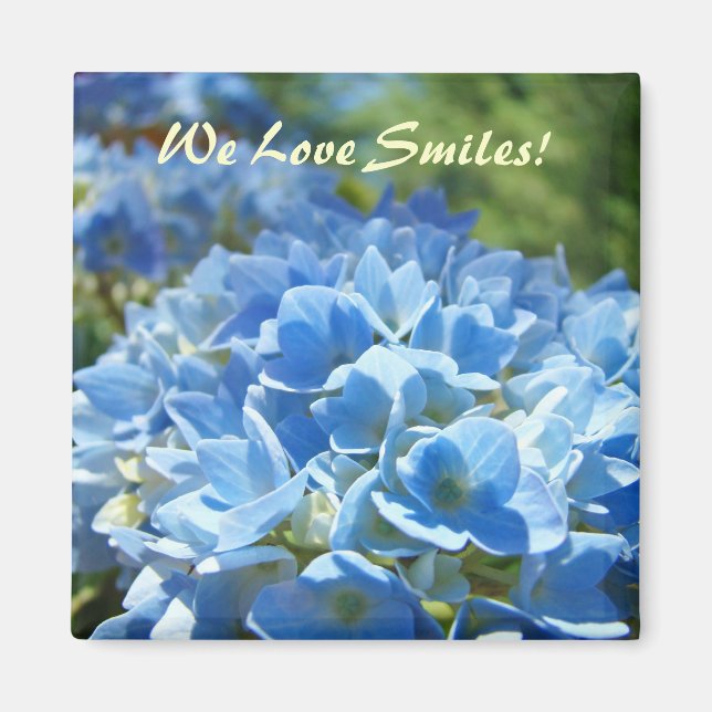 Wir Liebe lächeln! Magnete Blue Hydrangea Blume Magnet (Vorne)