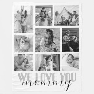 Wir Liebe Mommy Blue Mother's Day Foto Collage Fleecedecke