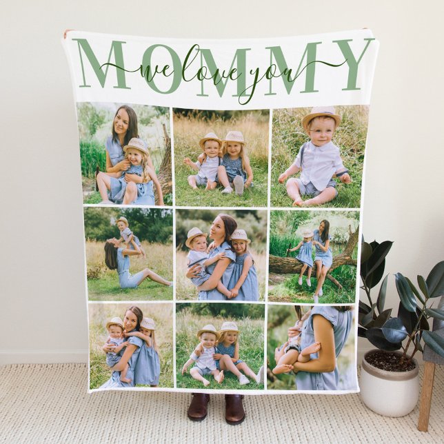 Wir Liebe Mommy Green Mother's Day Foto Collage Fleecedecke (Von Creator hochgeladen)