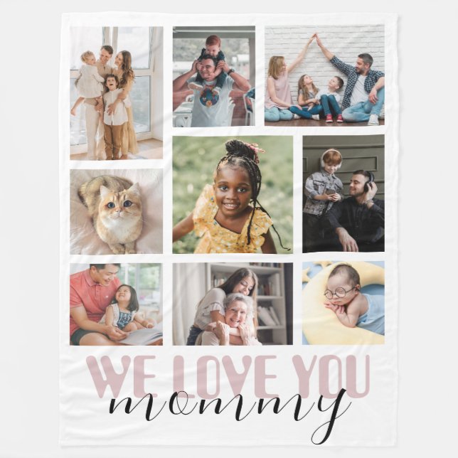 Wir Liebe Mommy Pink Mother's Day Foto Collage Fleecedecke (Vorderseite)