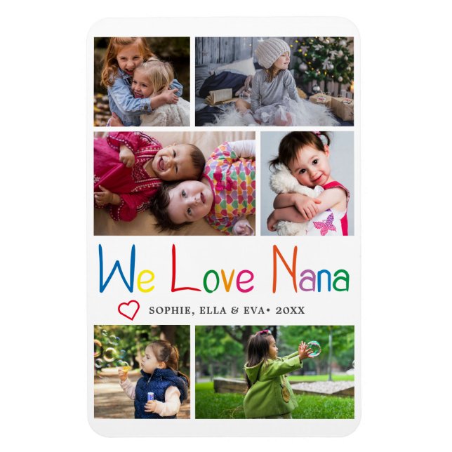 Wir Liebe Nana Foto Collage Magnet (Vertikal)
