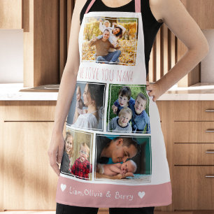 Wir Liebe Nana Grandkids 5 Foto rosa und weiß Schürze