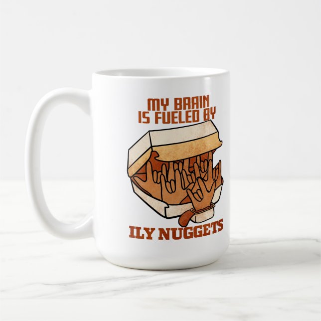 Wir Liebe Nuggets - Nugget Liebe - ASL ILY Obsessi Kaffeetasse (Links)