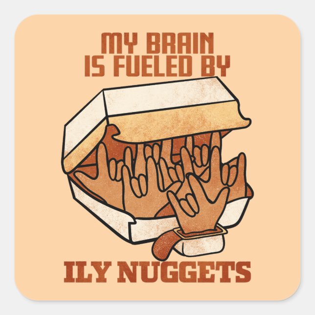 Wir Liebe Nuggets - Nugget Liebe - ASL ILY Obsessi Quadratischer Aufkleber (Vorderseite)