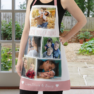 Wir Liebe Oma Grandkids 5 Foto rosa und weiß Schürze