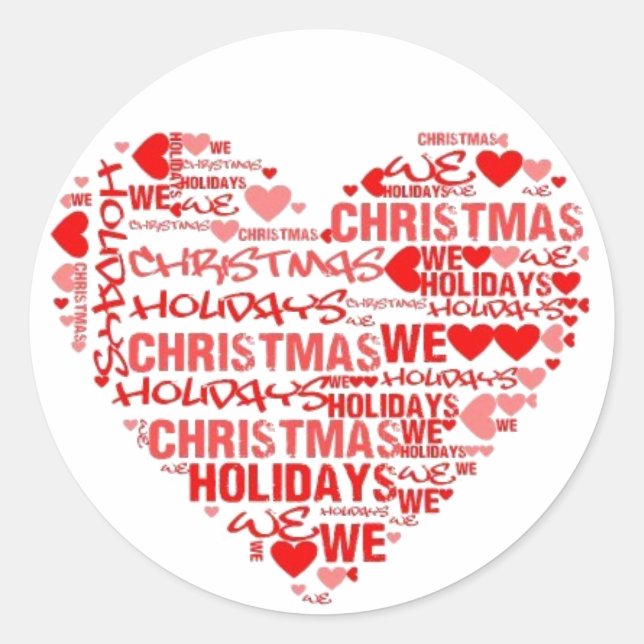 Wir Liebe Red Heart Weihnachtsbriefmarke Runder Aufkleber (Vorderseite)