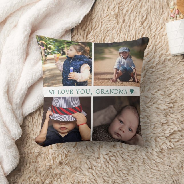 Wir Liebe Sie 4 Foto Collage Personalisiert Aquama Kissen (Decke)