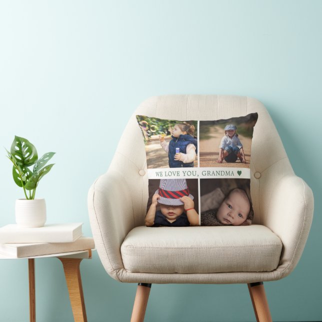 Wir Liebe Sie 4 FotoCollage Personalisiert Kissen (Stuhl )