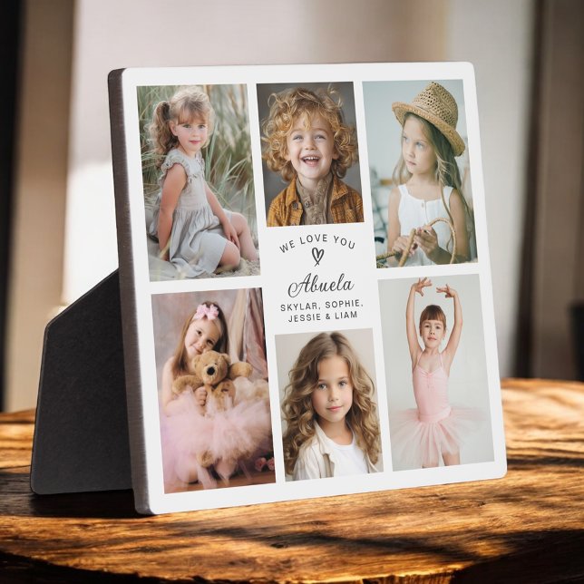 Wir Liebe Sie Abel Foto Collage Keepake Fotoplatte (Personalize this custom plaque with 6 selected photos for a great gift idea for Abuela.)