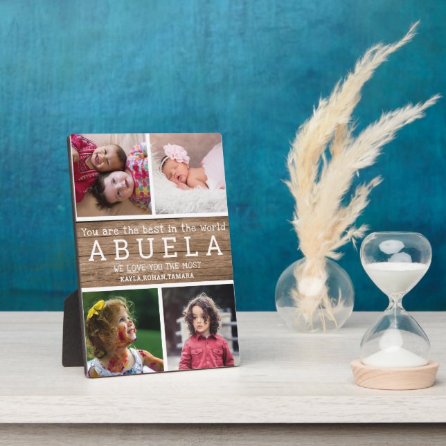 Wir Liebe Sie Abuela 4 Foto Collage Wood Fotoplatte (Seite)