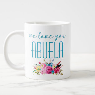 Wir Liebe Sie Abuela Aquamarin Pink Floral Jumbo-Tasse