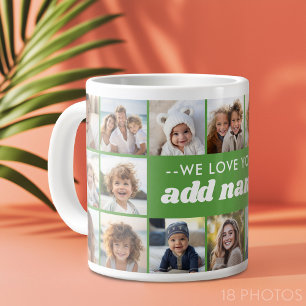 Wir Liebe Sie ADD NAME - 18 Foto Collage Jumbo-Tasse