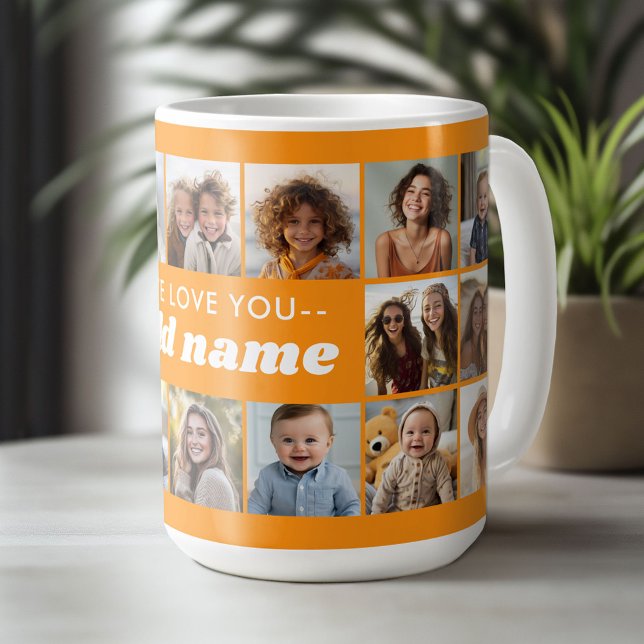 Wir Liebe Sie ADD NAME - 18 Foto Collage Kaffeetasse (Custom Photo Mug)