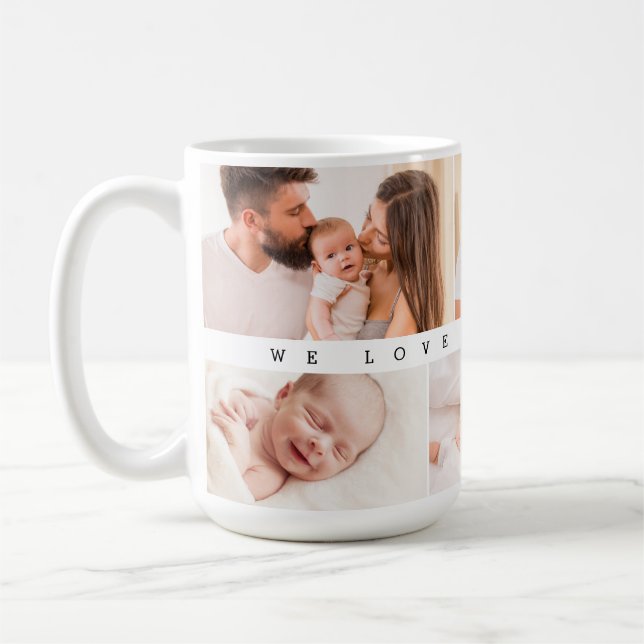 Wir Liebe Sie Daddy 6 Foto Collage custom Kaffeetasse (Links)