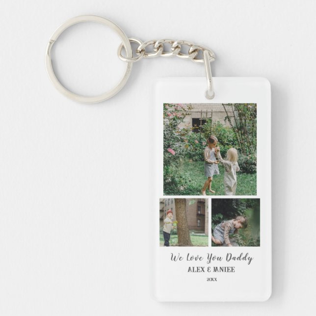 Wir Liebe Sie Daddy, Custom 3 Foto Schlüsselanhäng Schlüsselanhänger (Vorderseite)
