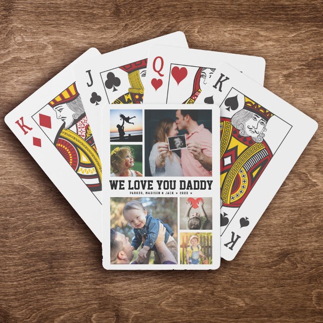 WIR LIEBE SIE DADDY Familienfoto Collage Cool Tren Spielkarten (Von Creator hochgeladen)