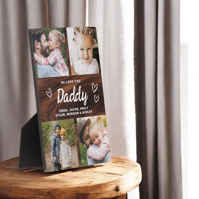 Wir Liebe Sie Daddy Rustic Wood Foto Collage Fotoplatte (Von Creator hochgeladen)
