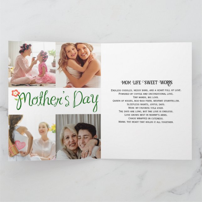 Wir Liebe Sie Foto Collage Mutter Tageskarte Karte (Innenseite)