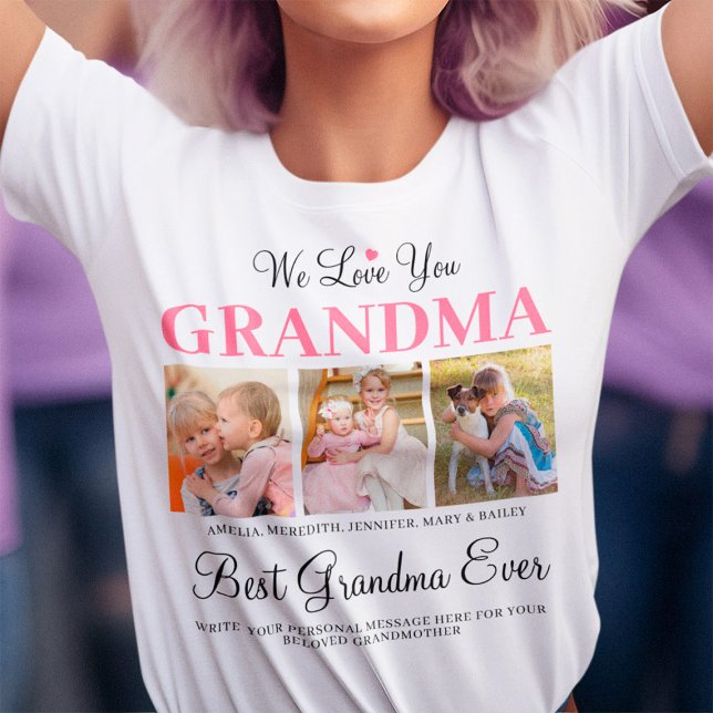 Wir Liebe Sie GRANDMA von Grandkids Foto Collage T-Shirt (Best Grandma Ever T-Shirt)