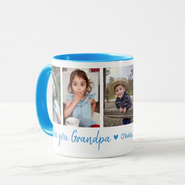 Wir Liebe Sie Großkinder 5 FotoCollage Tasse (Vorderseite Links)
