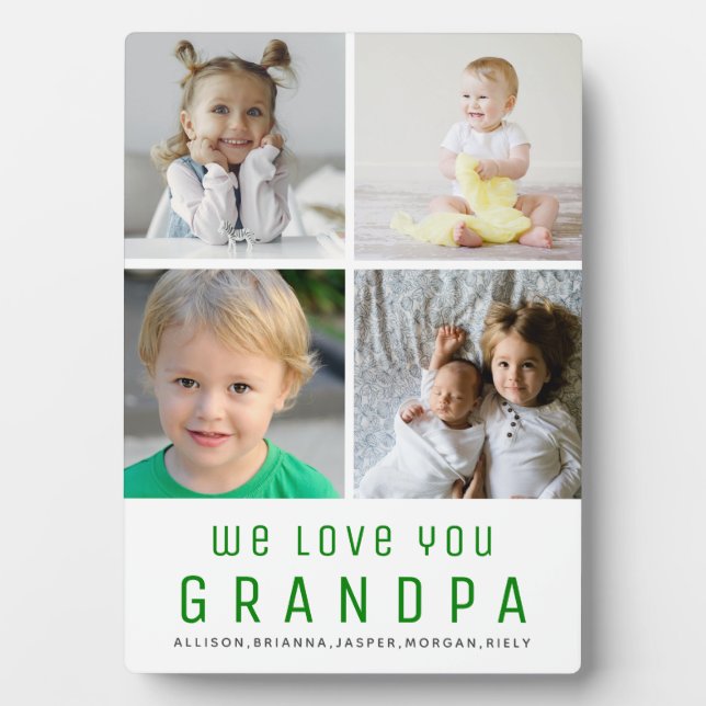 Wir Liebe Sie Großvater| FotoCollage| Halten Sie s Fotoplatte (Vorderseite)
