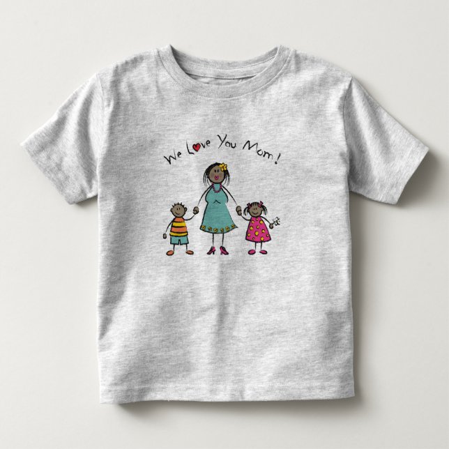 Wir Liebe Sie Mama Cartoon Familie glücklichen Mut Kleinkind T-shirt (Vorderseite)